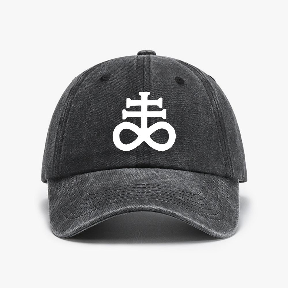 Cappellino da Baseball con Simbolo Occulto Croce di Satana Denim Usurato Cappello da Papà Moda Casual Unisex Cappelli da Sole Traspiranti Sportivi Cappello Regolabile