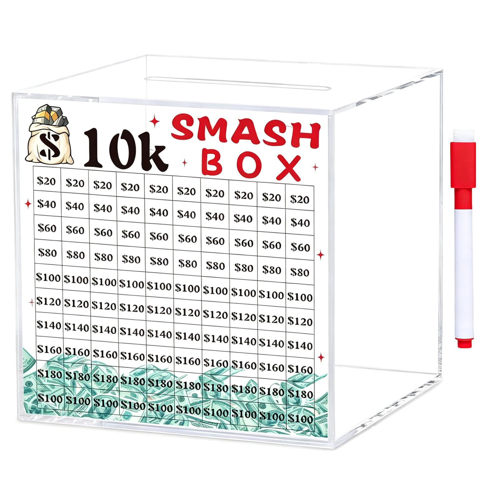 

10K/20K Smash Box for Money,Large Piggy Banks For Adult 10K/20K Saving Challenge Box Money Saving Box for Cash Savers Box M