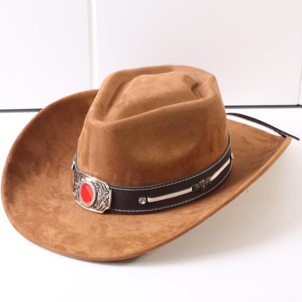 Popolari cappelli western da cowboy classici in camoscio europei e americani, cappelli da cowboy alla moda retrò da uomo e da donna