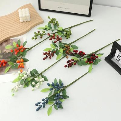 10pcs/lot Faux 3Forks Olive Berry Branches Artificial Flowers Christmas Decorations Wedding Party Table Flower Arrangement Berry