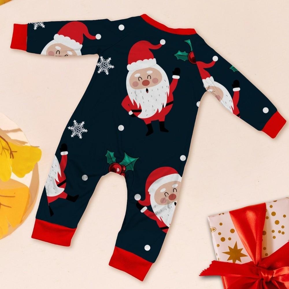 Christmas Family Matching Outfits Cute Santa Soft Loose Christmas Pyjamas Set Top+Pants Printed Adult Kids Loungewear Dad Mom