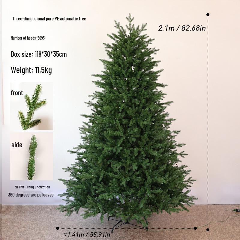 Pre-Lit Automatic Unfolding PE Bare Christmas Tree Base Ornament - No Installation Needed