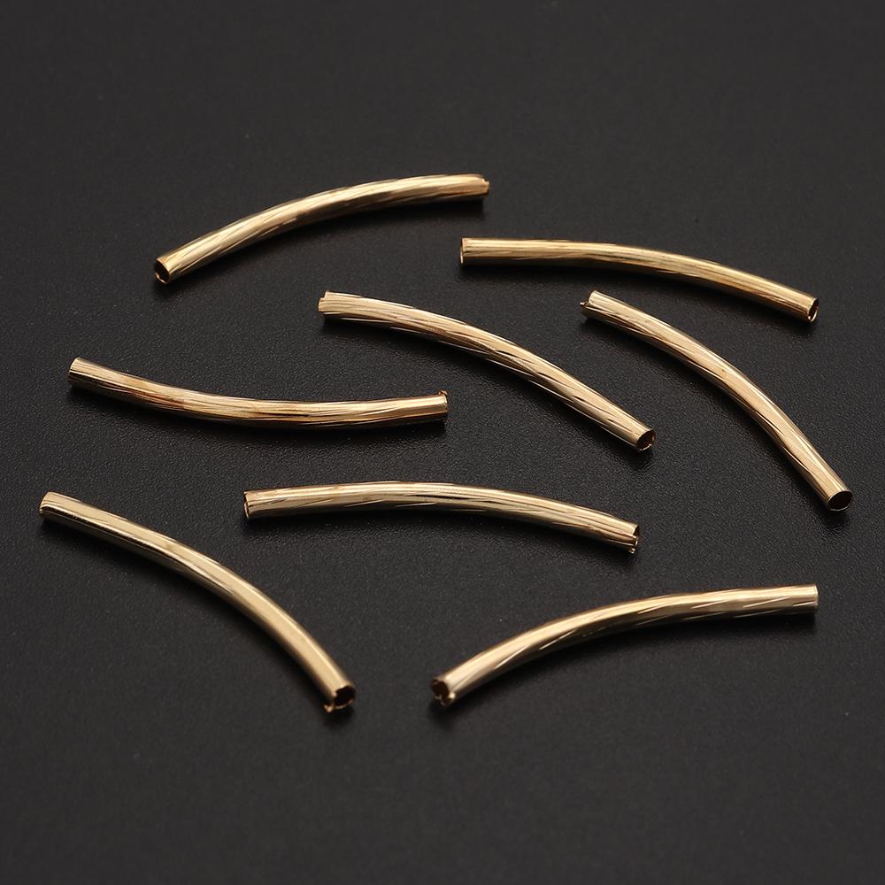 100PCS/Lot 2x25mm Stripe Curve Tube Beads Spacer Beads Connectors For DIY Jewelry Making Bracelet Necklace Accessories Wholesale