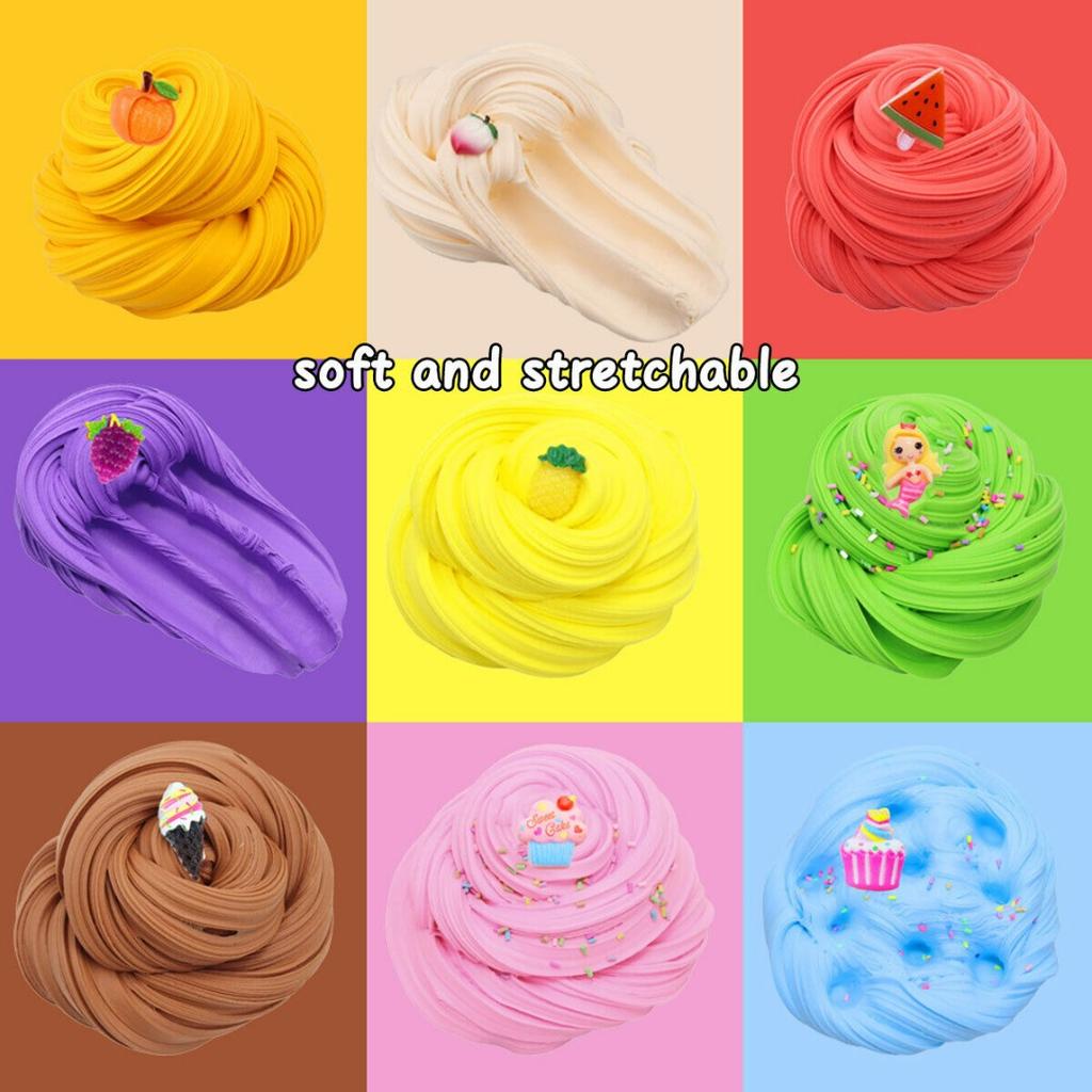 Mayitr 9 Pack Super Soft Fluffy Butter Slime Kit Educational Non-sticky Cloud Slime Toy DIY Clay Set Rainbow