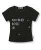 CHICKS Check Asymmetrical Stella Slim Fit Short Sleeve T-Shirt Black