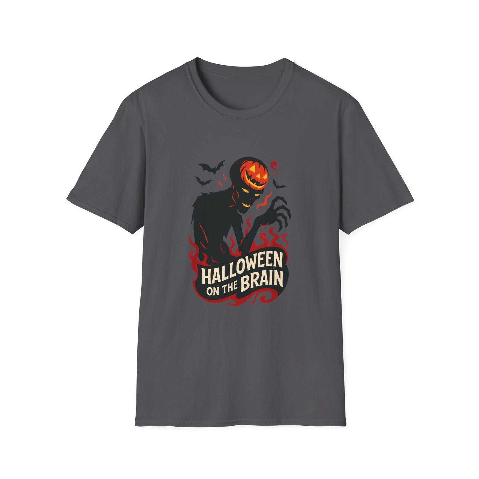 Unisex Softstyle T-Shirt Mens Womens Tees Top Zombie Silhouette Jack-O’-Lantern Fall Halloween L