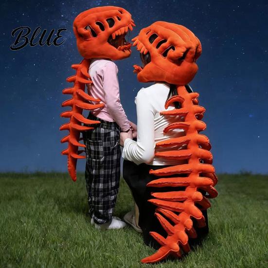 Realistisches Dinosaurierkostüm Skelett Plüschtier mit flexibler Wirbelsäulenfixierung und Soundeffekten Leichtes Stirnband für Halloween
