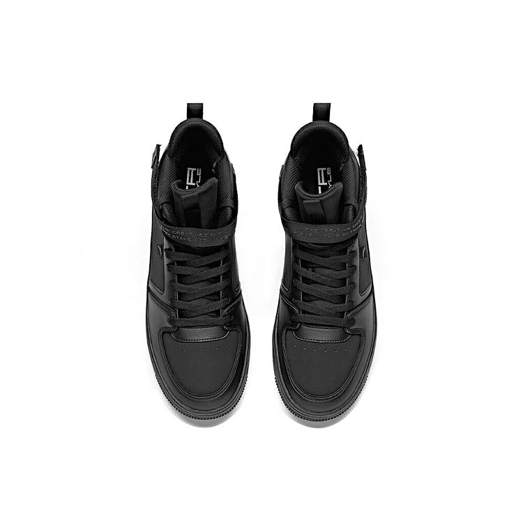 Anta Synthetic Leather Slip Resistant Abrasion Resistant High top Skateboard Shoes Men's Black 91948061-2