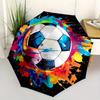 Fußball-Kunstwerk Automatischer Regenschirm einfaches Acht-Rippen-Design, leuchtendes Farbmuster, langlebiger Eisenrahmen, ideal für Reisen und Ausflüge