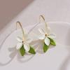 French Romantic Green Flower  Asymmetric Tassel Drop Earrings New Design Jewelry for Women's or Girl’s Sweet Ear Accessories