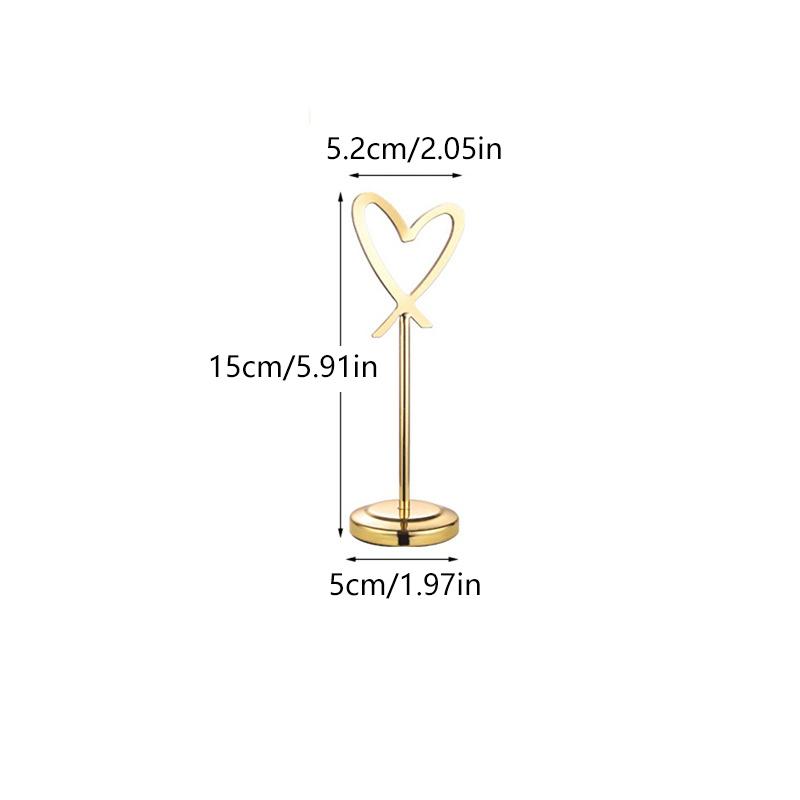 Heart Shape Memo Photo Stand Stainless Steel Card Holder Minimalist Metal Message Board For Home Office Decor With Non-Slip Base