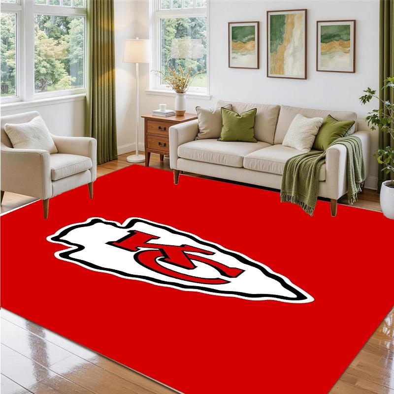 Kansas City Chiefs Design Crystal Velvet Rug Soft Decorative Mat for Bedroom Entrance