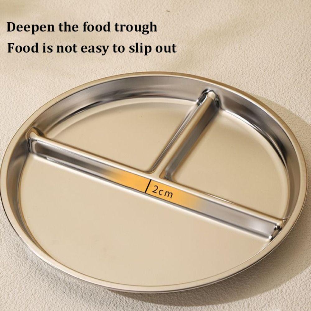 304 Stainless Steel Divided Plates 9" Inch Food Trays Salad Barbecue Plate  for Adults Kids