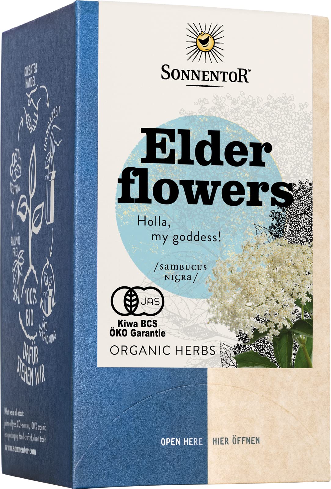 

SONNENTOR Herbal Tea Organic Elderflower Tea Tea Bags 18 Bags SO02554 Non-Caffeine