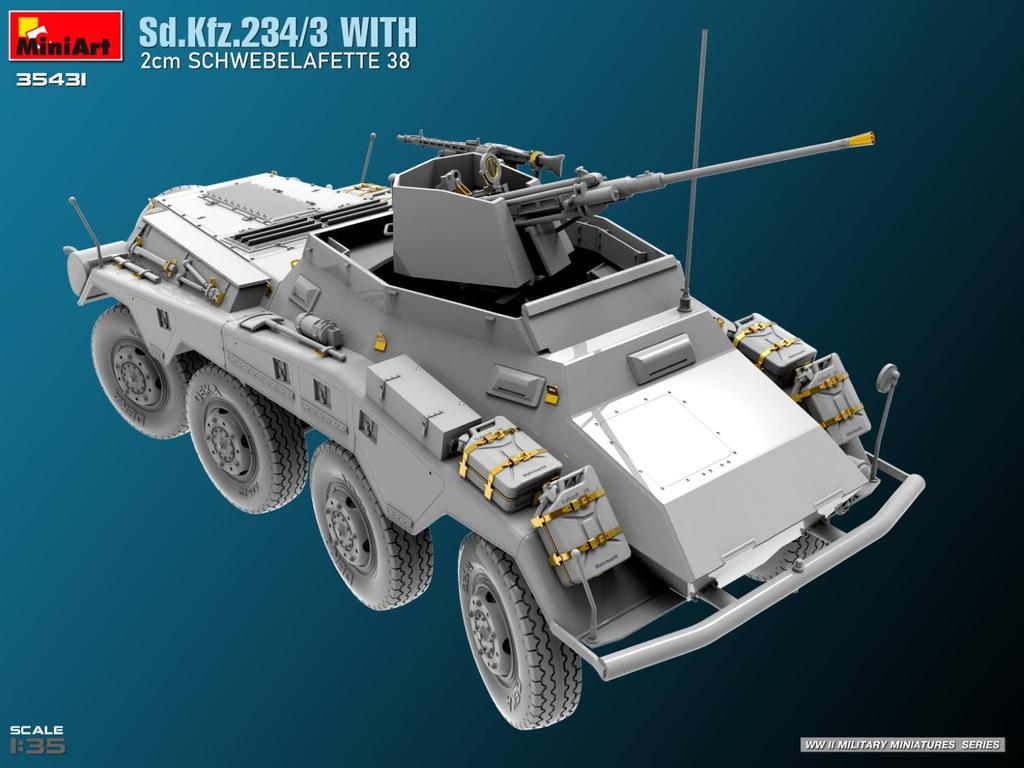 MiniArt With 2cm Schweberafet 38 Plastic Model Kit MA35431 1/35 Sd.Kfz.234/3 (Combat Vehicle)