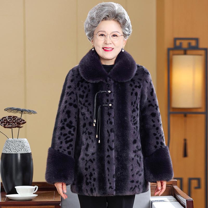 Winter 2025 Stylish Waterproof Mink Rabbit Fur Coat for Mature Women