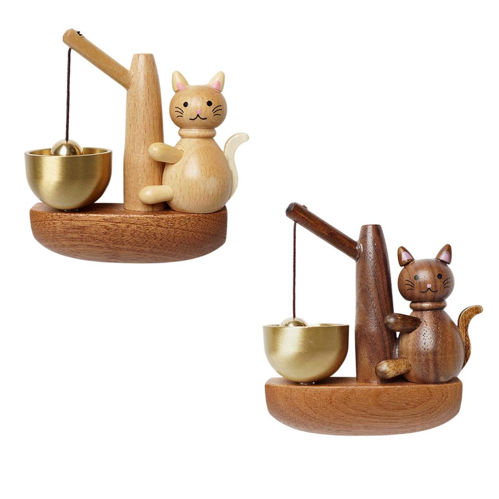Cat Door Chime Entry Chime Decorative Shopkeepers Bell Wood Doorbell Wind Chime for Restaurant Refrigerator Office Store Porch