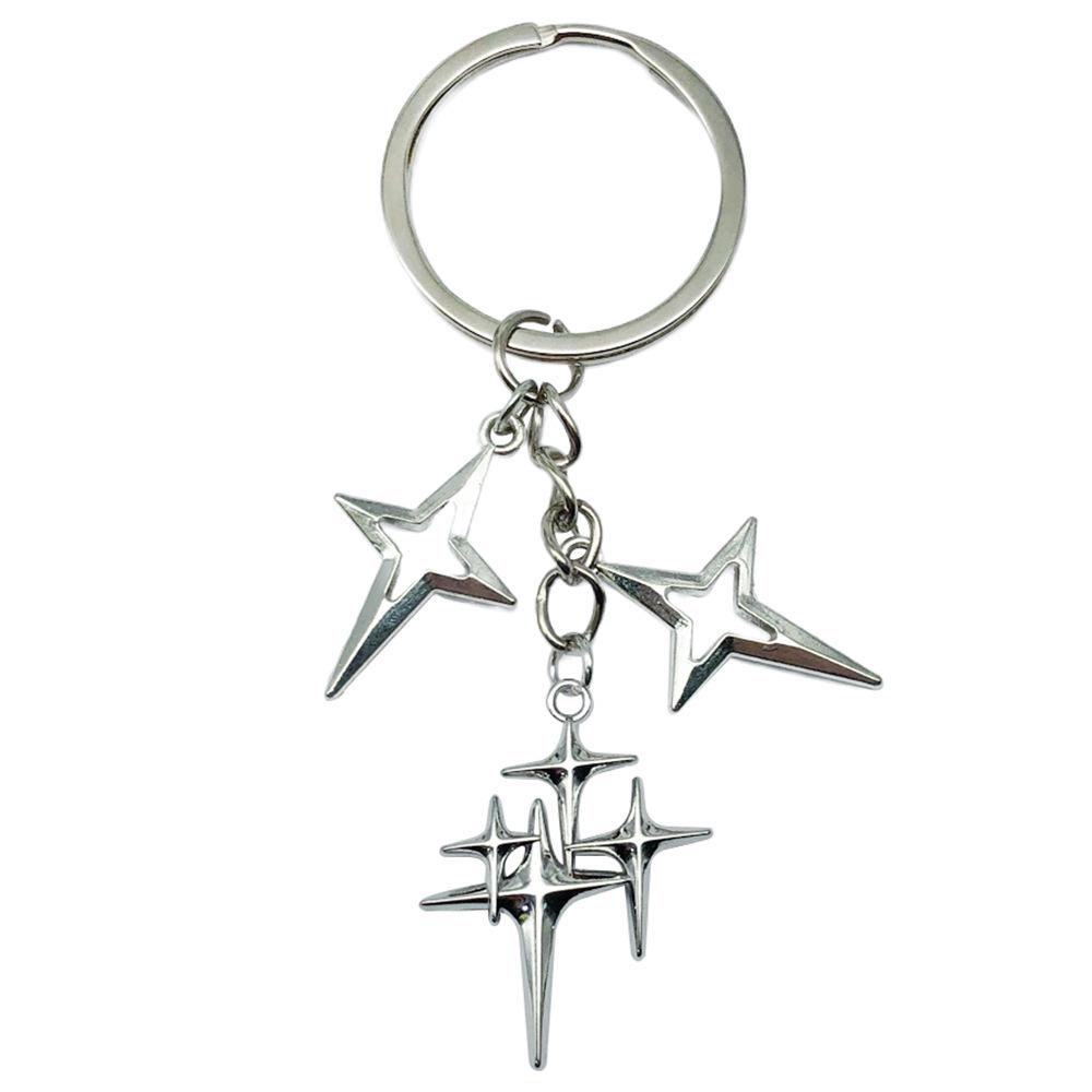Elegant Silver Star Alloy Keychain Ornament