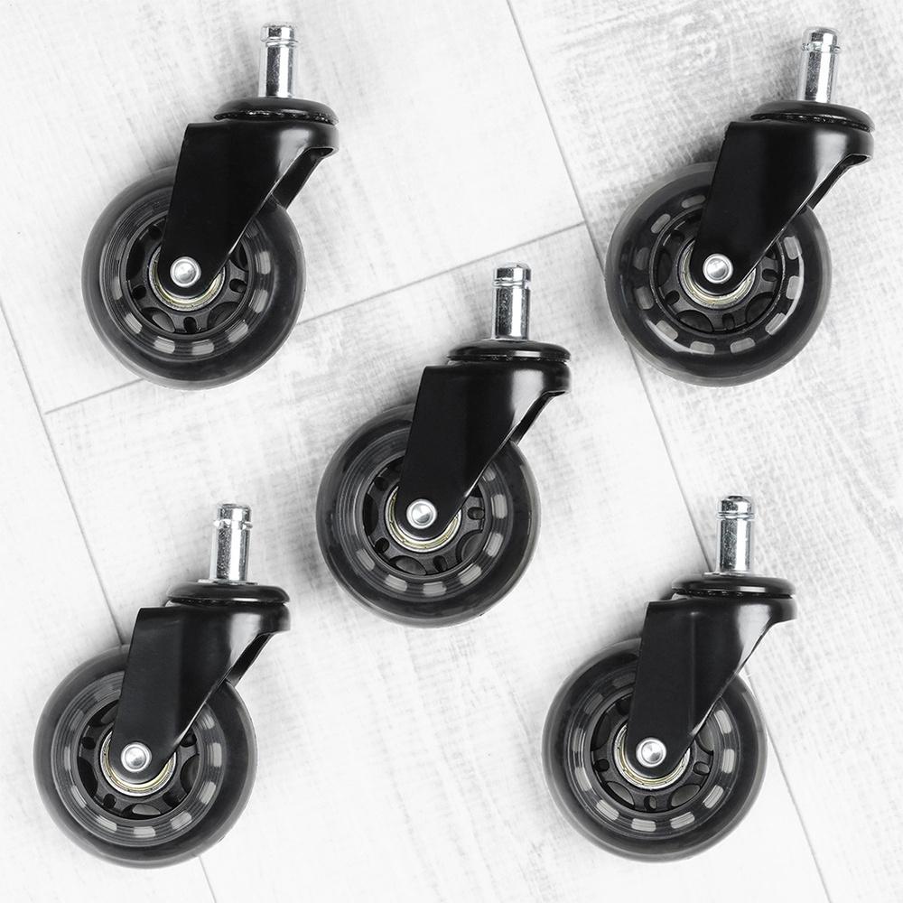 5x Silicone Rubber Swivel Office Chair Casters 11mm