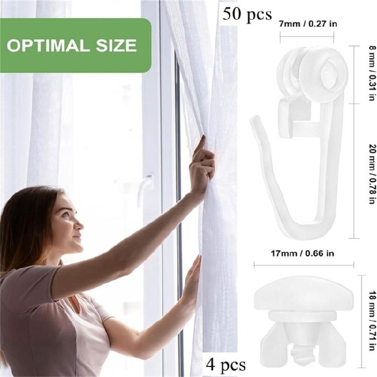 54Pcs Curtain Lock Curtain Roller Inner Rails,End Lock Curtain Rails,Curtain Rails Stoppers for Rails Systems