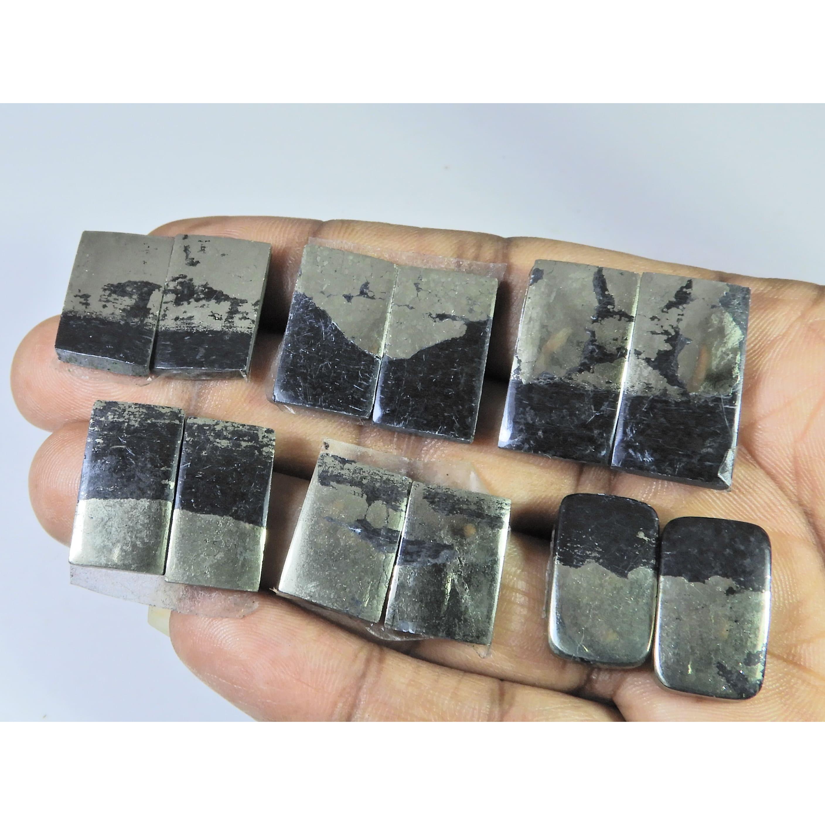 Natural Apache Gold Pyrite Matched Pair Octagon Loose Gemstone 6 Pair Lot C-1339