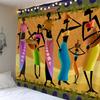 Tapeçaria de Ilustração de Personagem Retrô Tapeçaria de Arte de Mulheres Africanas Arte Hippie Moda Decoração de Quarto Tímido Tapeçaria Decoração de Casa