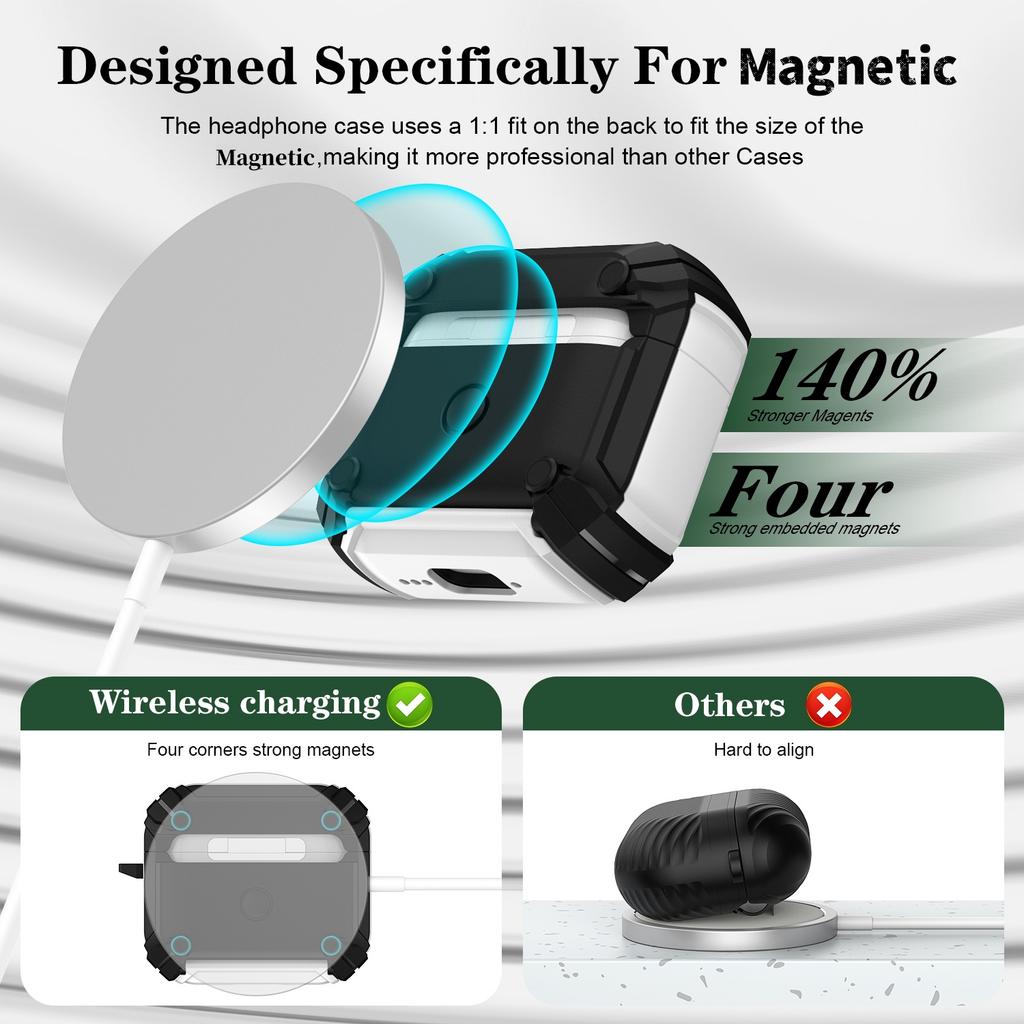Magnetic Automatic Switch Armor Earphone Case With Hook For Apple Airpods 4 3 Pro 2 1 Bracket Shockproof Wireless Charging Cover