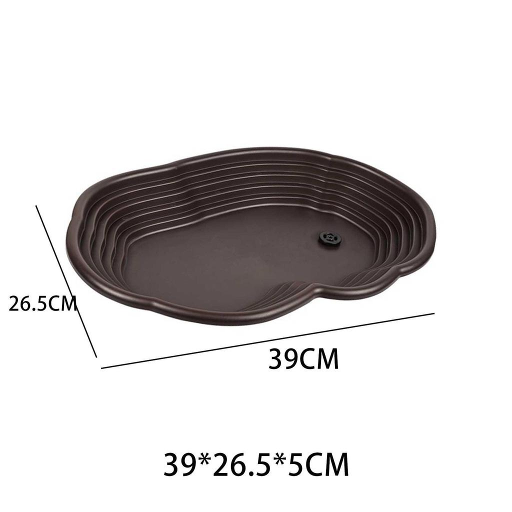 Turtle Water Bowl Decorative with Ramp Aquarium Ornament Reptile Bathing Pool for Frogs Semi Aquatic Turtle Snake Tortoises