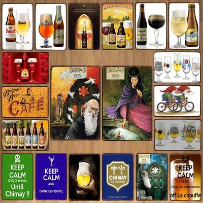 Vintage belgisches Bier-Metallschild ORVAL Chimay Retro-Wanddeko für Küche, Restaurant, Zuhause, Kunstposter DUA