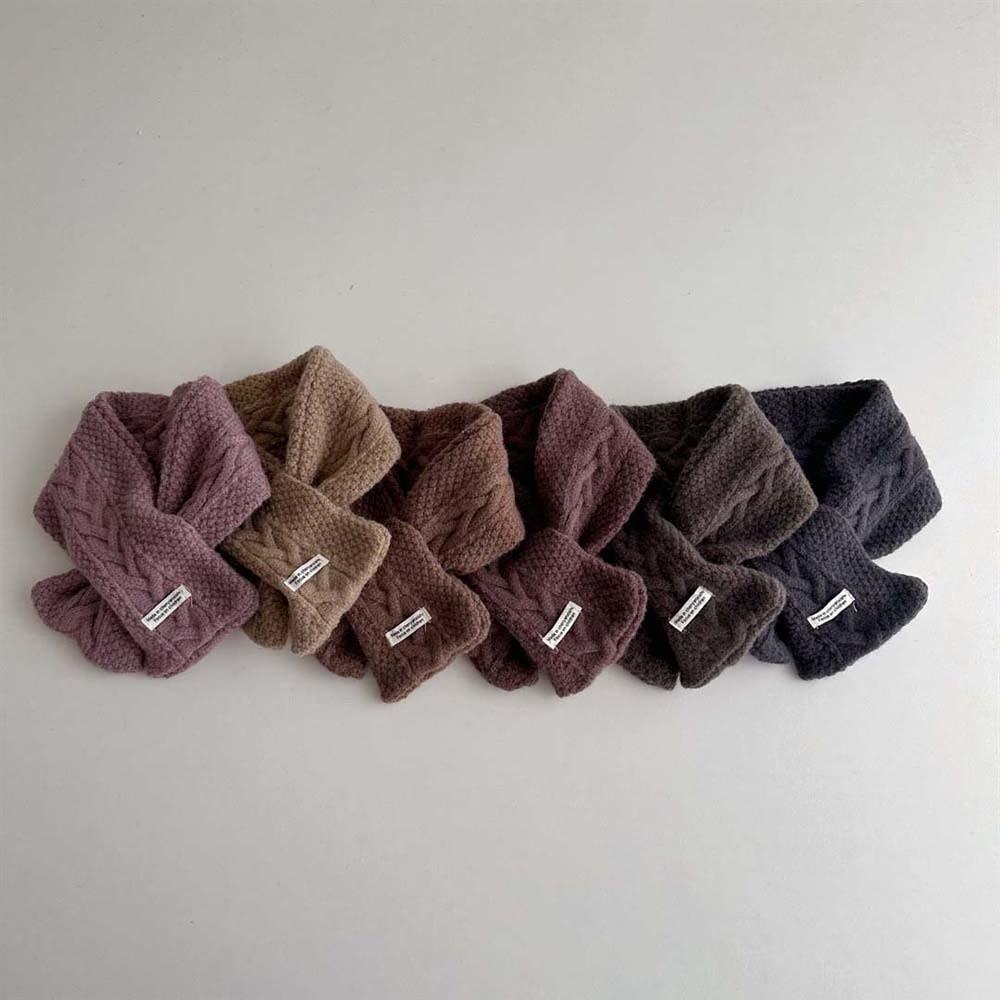 Trendy Kids Woven Neckerchief Elastic Winter Cross Muffler Versatile Children Knitted Scarf  Warmer
