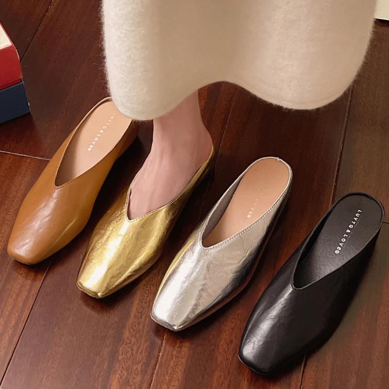 Fashion Women Slippers Luxury Lightweight Ballet Shoes Square Toe Elegant Sandals Women Trend Comfortable Slip On Slippers Slides Women