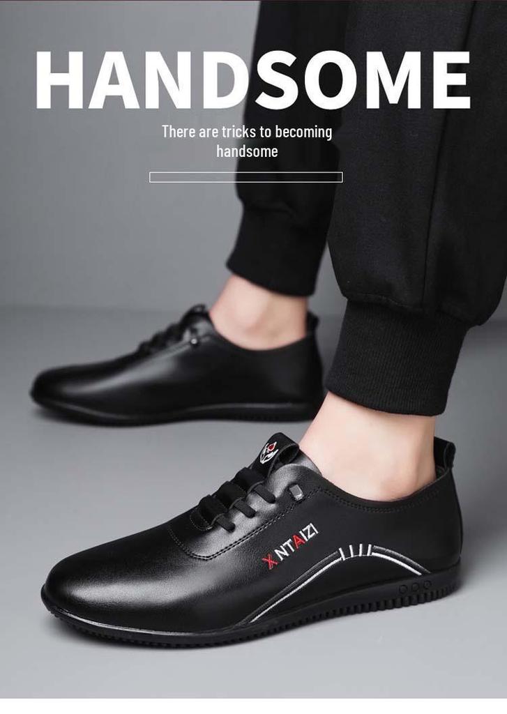 2025 Men's Lightweight Slip-On Leather Loafers - Spring/Autumn Business Casual Shoes with Soft Sole