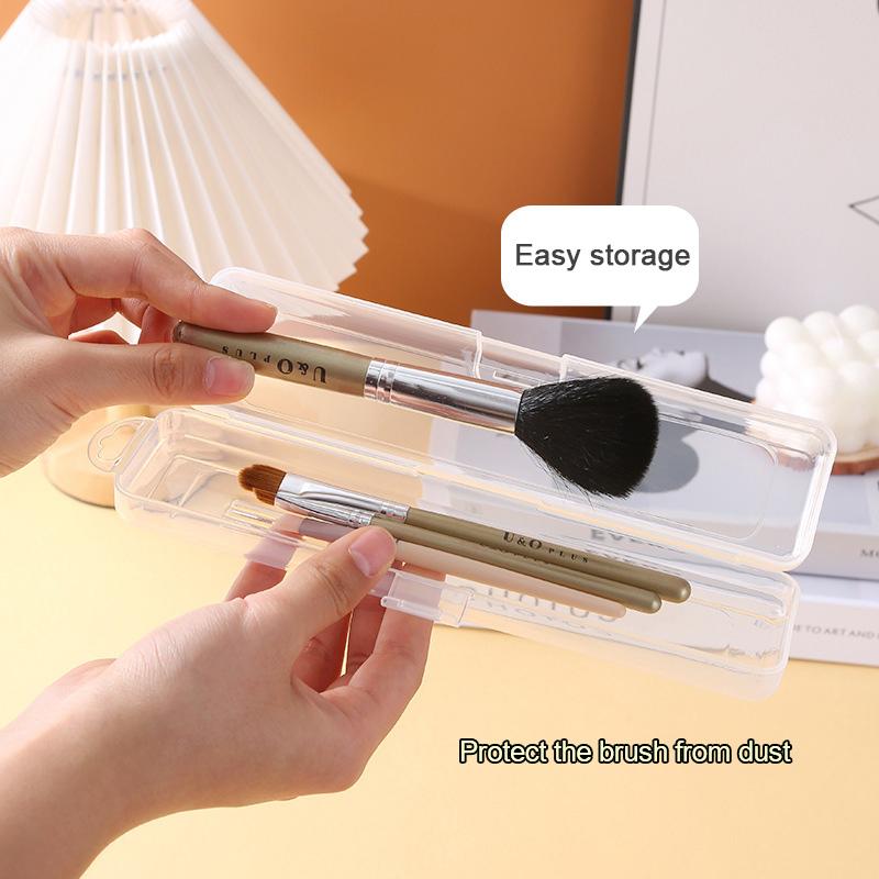 2 Stück Tragbarer Make-up Pinsel Organizer Augenbrauenstift Besteck Essstäbchen Transparent mit Deckel Aufbewahrungsbox Küchenzubehör