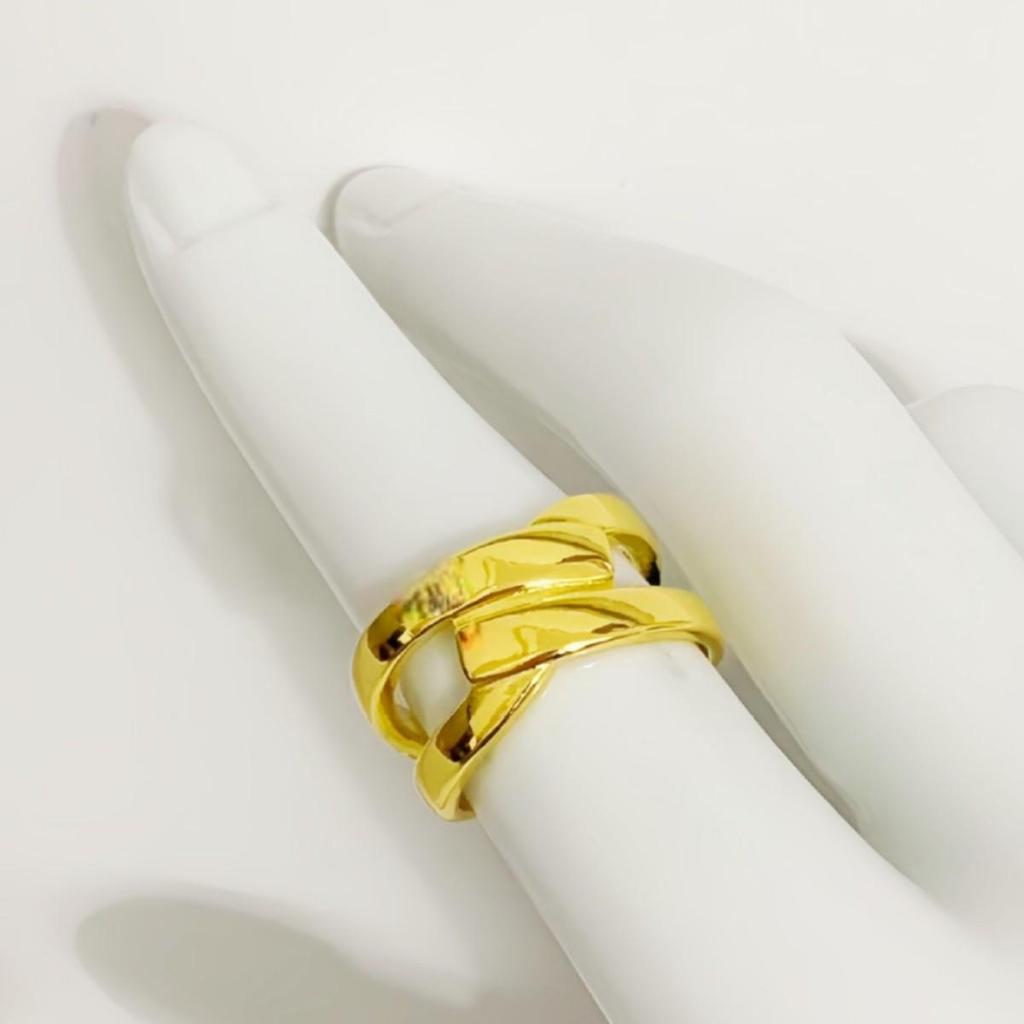 Korean Style Women's Intertwined Open Ring - Fashionable Wide Band Versatile Design