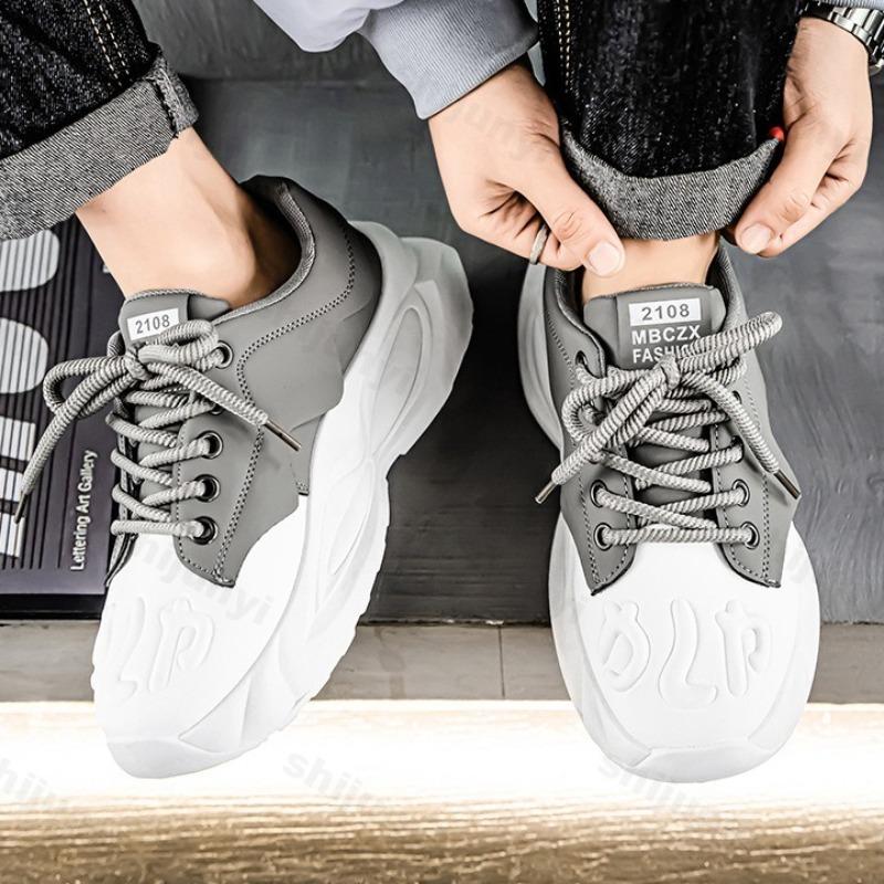 Men Shoes Chunky Sneakers Designer Soft Sole Sport Shoes Fashion Casual Microfiber Leather Height Increased Platform Sneakers