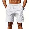 Men Summer Beach Shorts with Pockets Drawstring Elastic Waist Solid Color Versatile Casual Shorts for Daily Wear