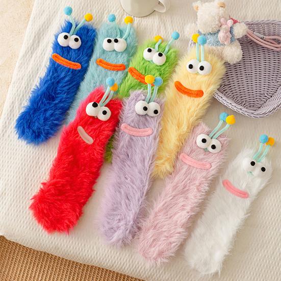 Fuzzy Silly Socks Funny Fluffy Cartoon Socks with Eyes Cute Winter Sleeping Socks for Women Girls Boys Men Indoor Lounging