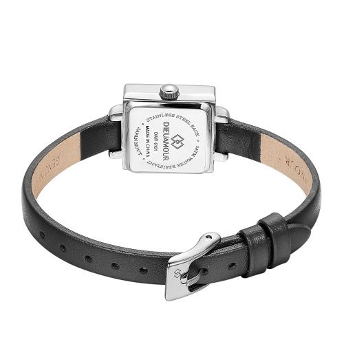 [D'EUX AMOUR] D'EUX AMOUR Women's Diamond Leather Band Watch DAW6101L-BK