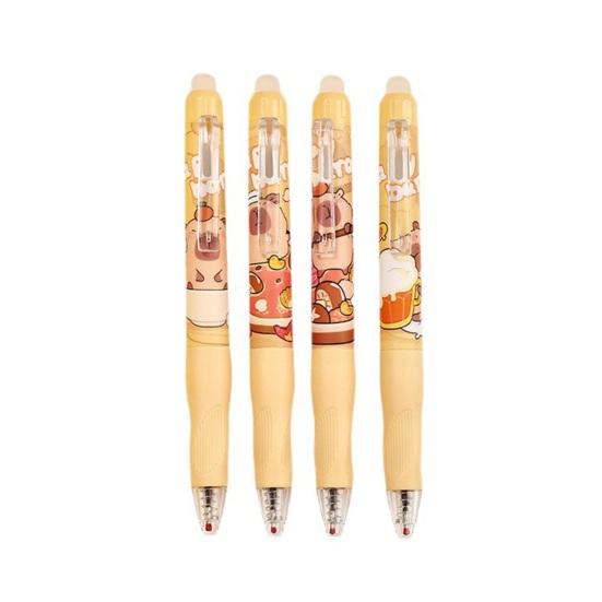 

4Pcs Capybara Erasable Gel Pens Retractable Thermal Erasable Pen 0.5mm Fine Tip Writing Pen