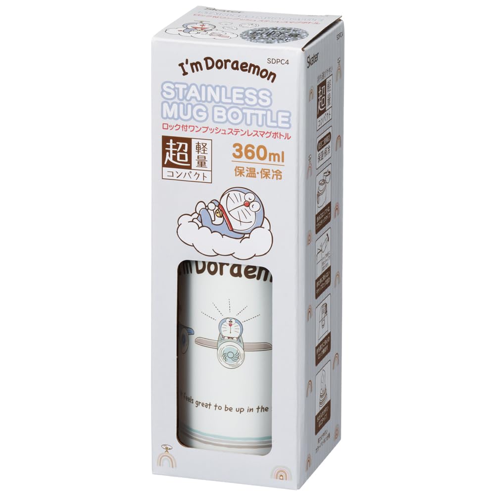 Skater 360ml Stainless Steel Water Bottle with Doraemon Design "Sky Walk" (Sanrio) SDPC4-A