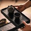 Massief Hout Gekoolde Droogschuim Tafel Handgemaakt Rechthoekige Houten Theeblad Wabi-Sabi Stijl Theehouder Japanse Droogschuim Tafel