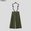 INCERUN Herren Druck Hosenträger Reißverschluss Taille Lässig Weite Beine Overalls Hose Streetwear