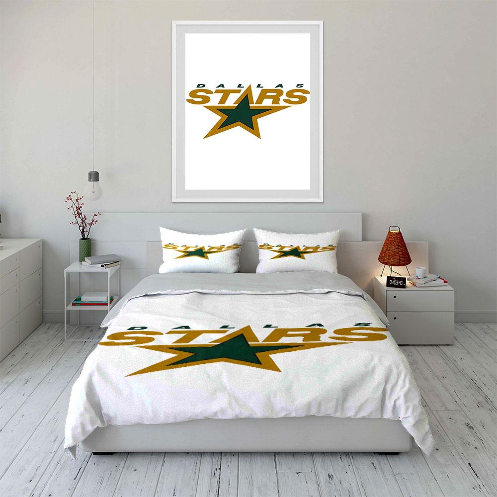 Dallas Stars Green and Gold Logo Design Print Bedding Set Duvet Cover Pillowcases (1* Duvet Cover 2* Pillowcases Do Not Include Comforter)