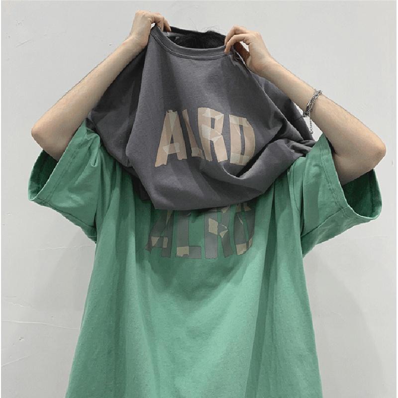 Pánská trička s krátkým rukávem dopis s grafickým potiskem trička s polovičním rukávem svetrové tričko ležérní tričko muž korejský ležérní retro topy s kulatým výstřihem