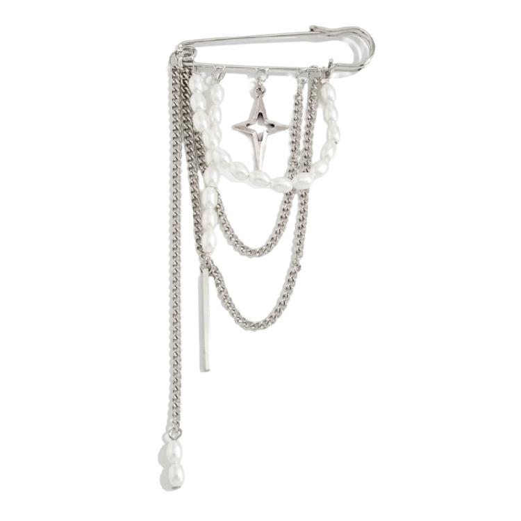 Unique Gift Tassels Chain Brooch Embellished by Imitation Pearls for Friend Family on Special Occasions