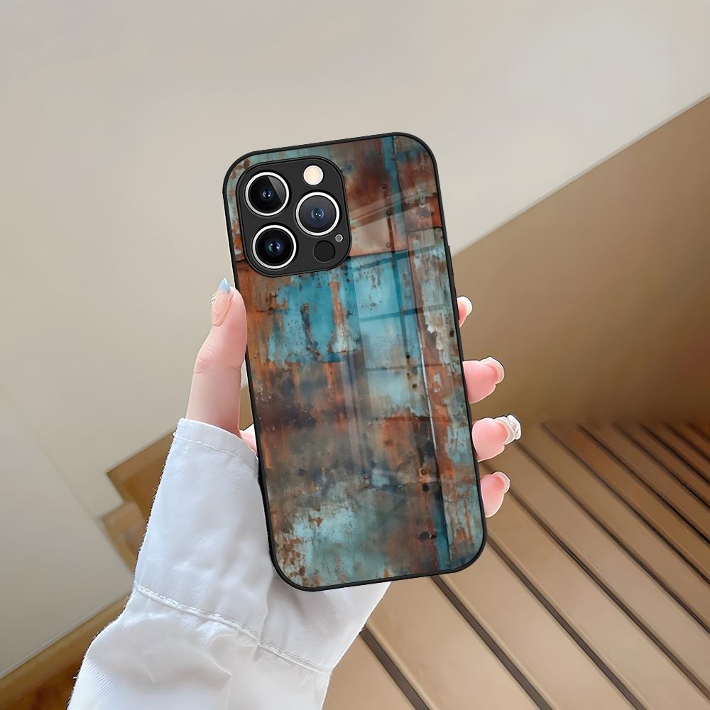 Phone Case Tempered Glass For IPhone 13 17 15 16 14 12 11 Pro Max Plus Mini XR XS SE2020 Coque Vintage Industrial Style Rusty Pa