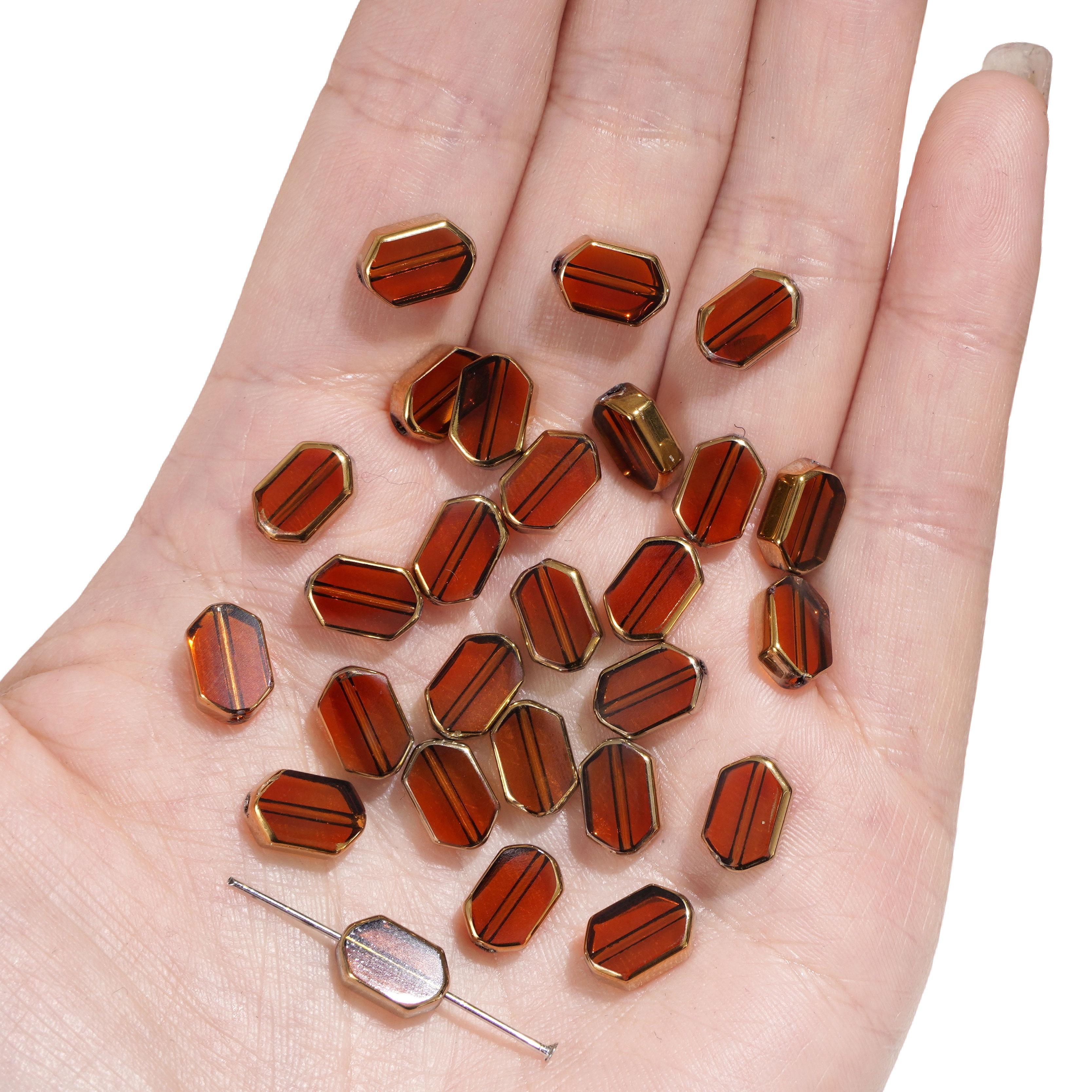 

5-10 шт. Скляні золоті намистини Прямокутної форми Кришталеві намистини для DIY браслета, намиста, виготовлення ювелірних виробів, прикраси 6x9mm 5pcs бурштин