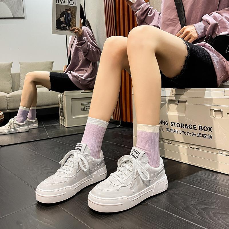 Women's Shoes Spring and Summer Cowhide Sports Thick Sole Heightening Retro Old Casual Dirty Shoes Little White Shoes Women
