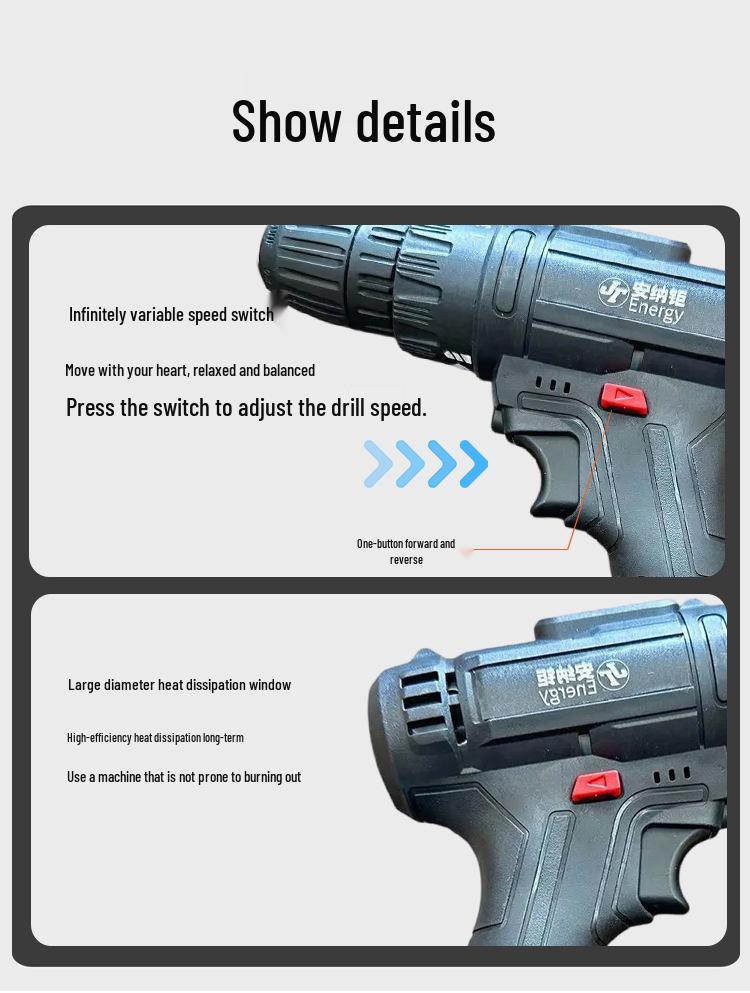 21V Multifunctional Cordless Impact Drill & Electric Screwdriver with Lithium Battery