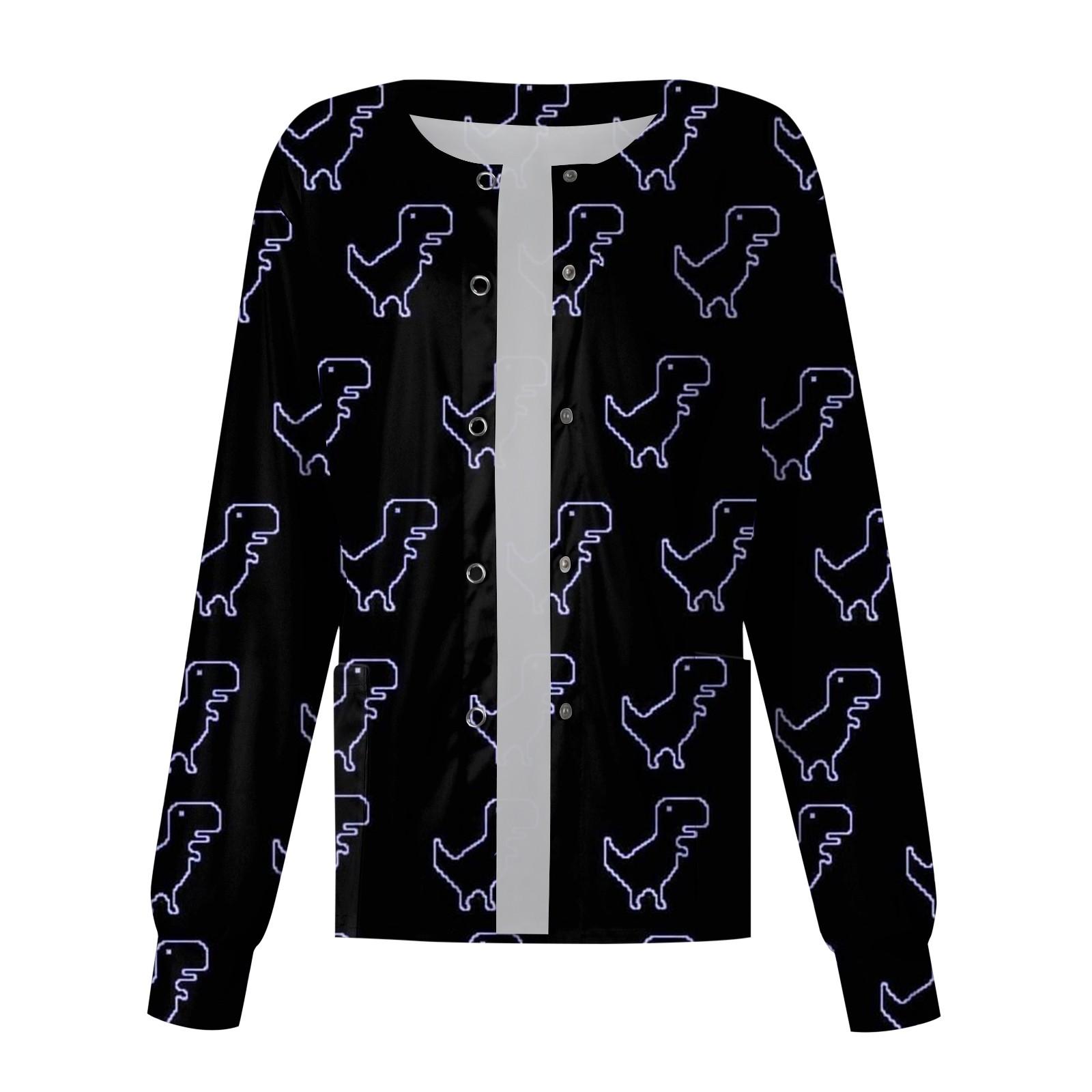 Женский однобортный защитный комбинезон с длинным рукавом и рисунком динозавра — фото 8